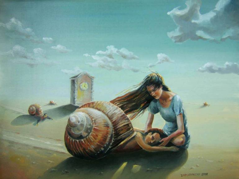 770x577 Saatchi Art Time Of The Snail Painting By Gregor Ziolkowski - Snail Painting