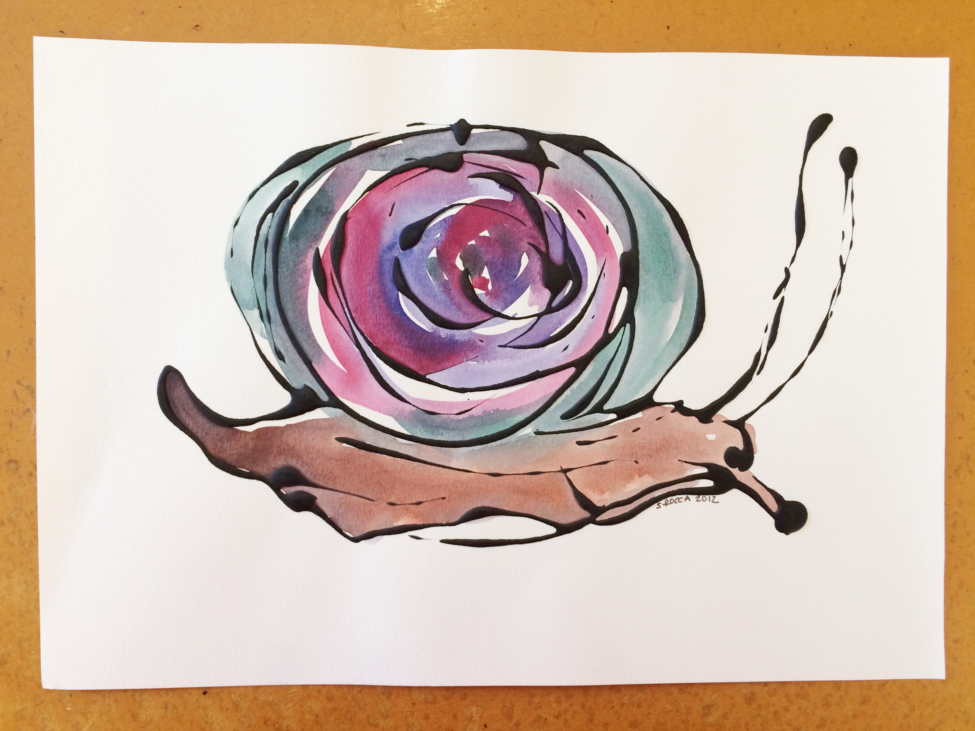 3234x2425 Snail Original Bottle Art Painting Happy Biome - Snail Painting