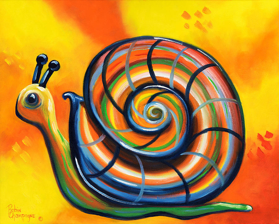 900x721 Speedy Snail Painting By Robin Champagne - Snail Painting