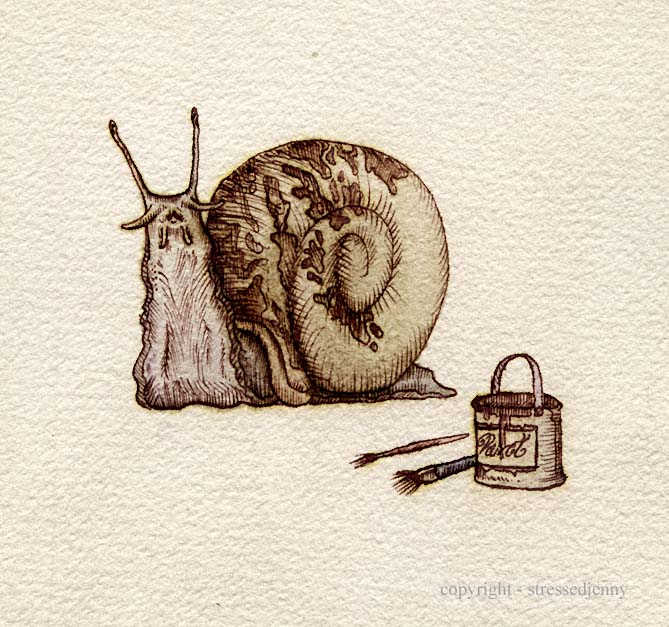 669x627 The Painted Snail By Stressedjenny - Snail Painting
