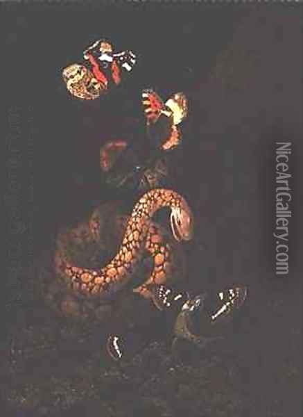 437x600 Still Life With Snake Oil Painting Reproduction By Elias Van Den - Snake Oil Painting