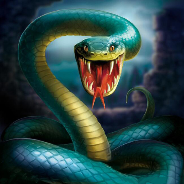 640x640 Ferocious Snake Picture Diy Diamond Painting Cartoon Embroidery - Snake Painting