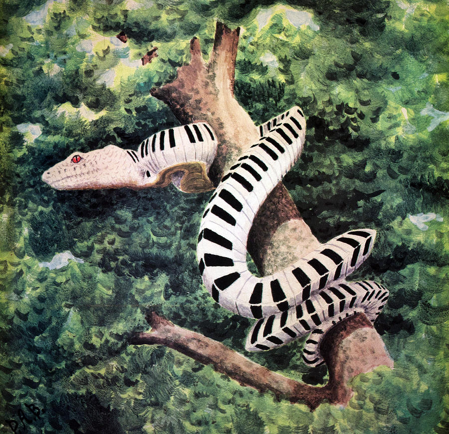 900x869 Piano Snake Painting By Leah Saulnier The Painting Maniac - Snake Painting