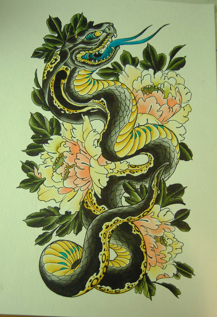 703x1024 Snake Painting Painting Which Got Turned Into A 34 Sleeve - Snake Painting