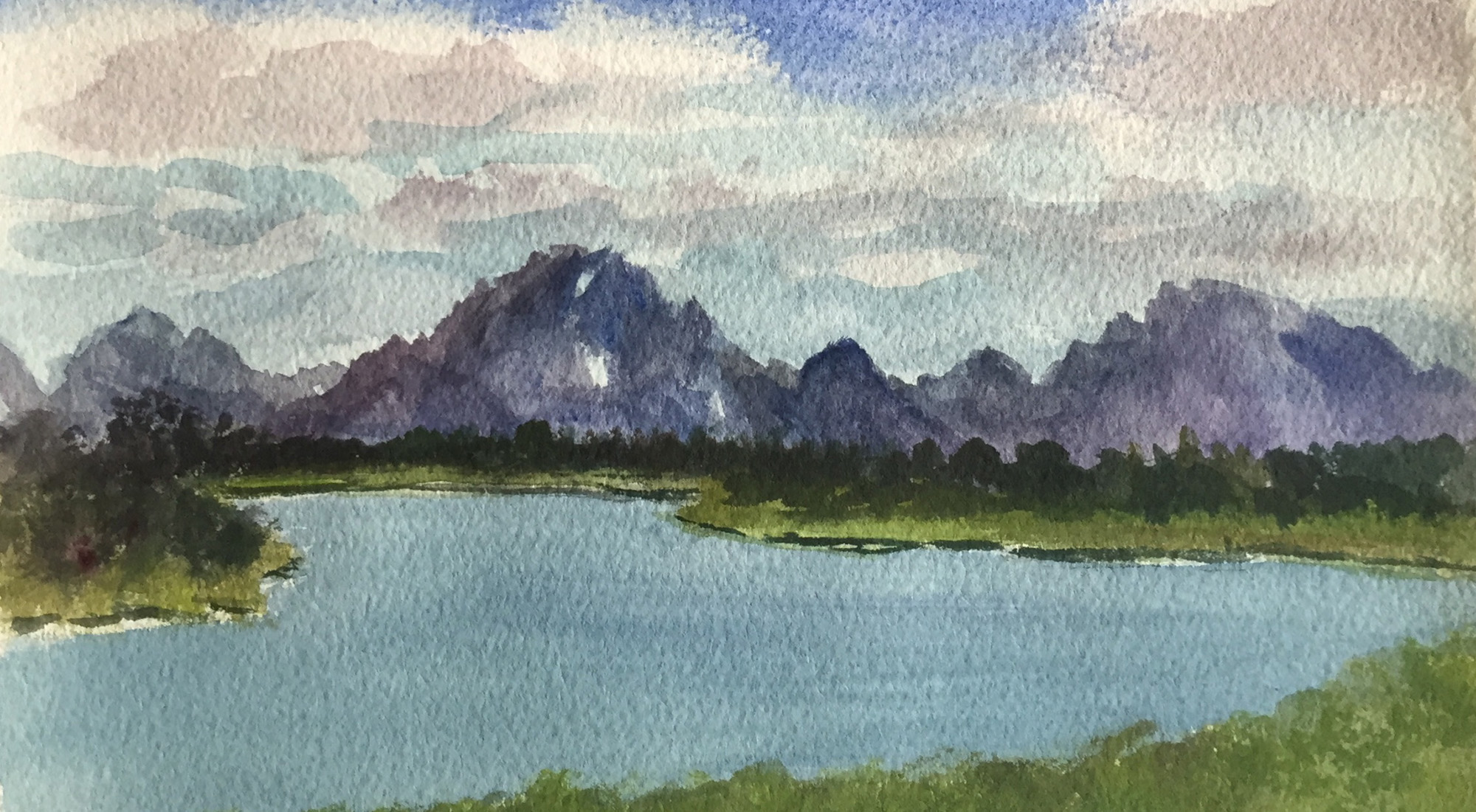2000x1101 Snake River, Wyoming 8x11 Watercolor 2015 Copy Dillard - Snake River Painting