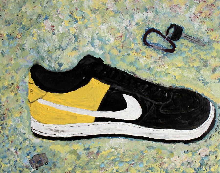 900x705 Sneaker And Sportcars Painting By Mark Stiles - Sneaker Painting