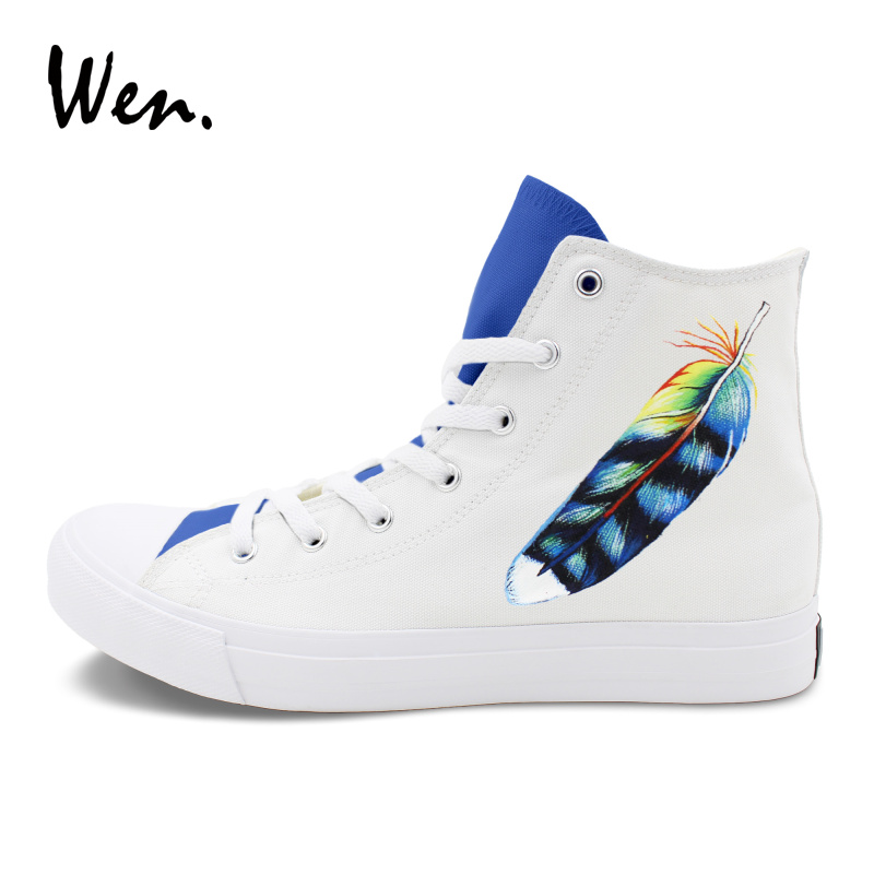 800x800 Wen Animal Feather Painting White Blank Canvas Sneaker Men Women - Sneaker Painting
