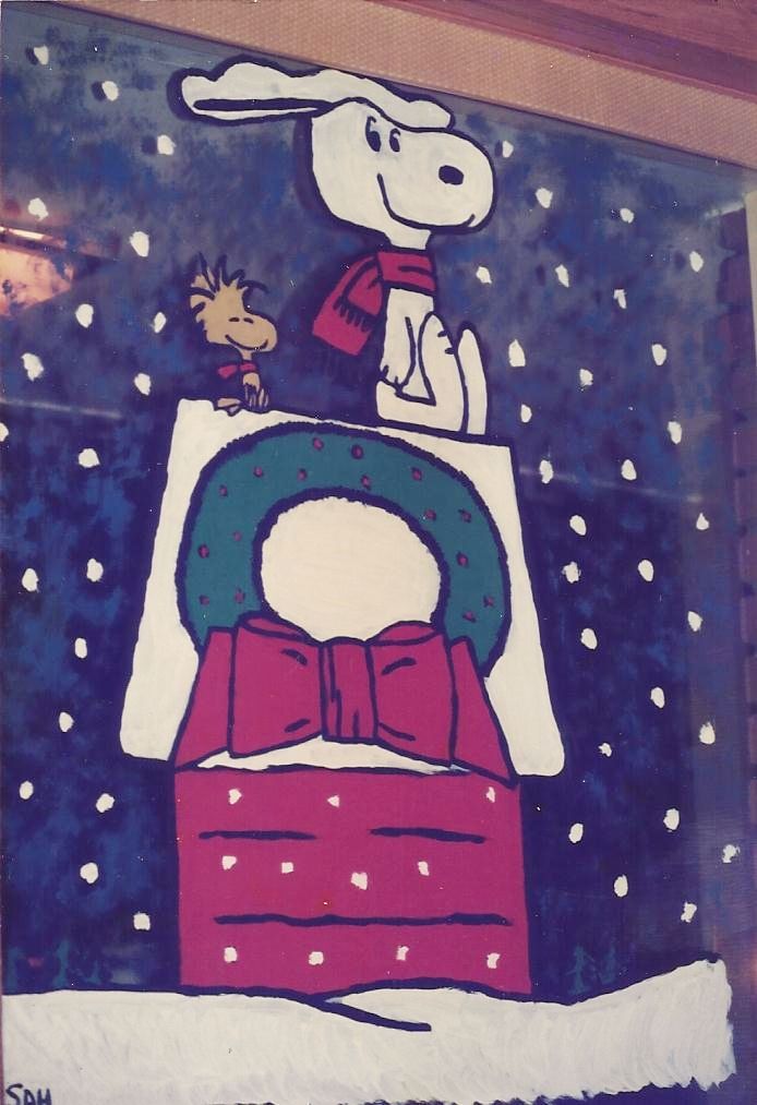 694x1013 Glass Painting - Snoopy Christmas Painting