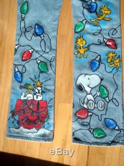 249x333 Custom Hand Painted Snoopy Christmas Jeans, Skirt, Pants, Dress - Snoopy Christmas Painting