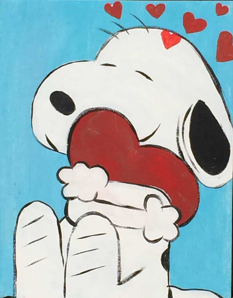 800x1024 Kidd's Amp Canvas Parties Snoopy Valentine'S - Snoopy Painting