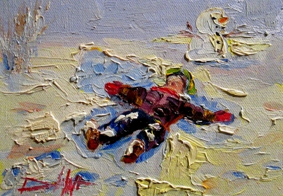 400x277 Painting Of The Day, Daily Oil Paintings By Delilah Making Snow - Snow Angel Painting