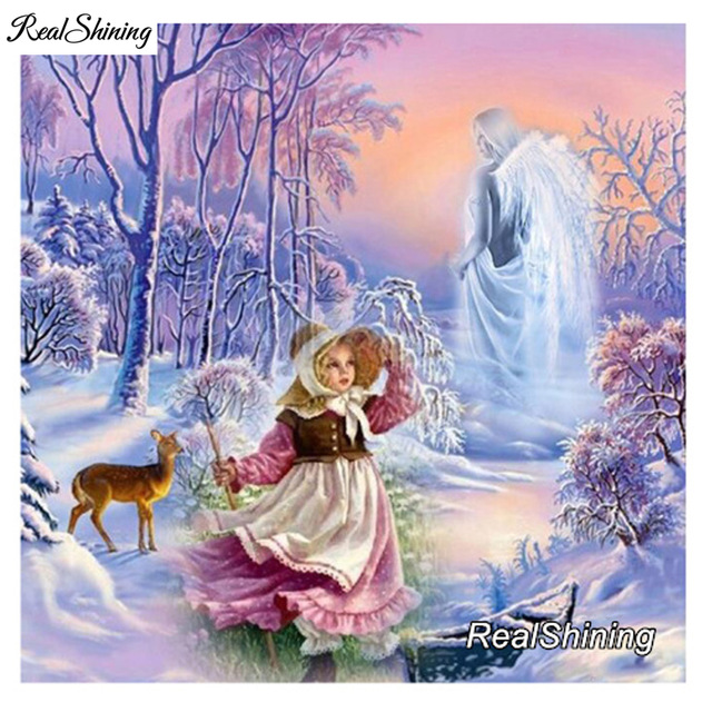 640x640 Realshining 5d Diy Diamond Painting Snow Angel Embroidery Full - Snow Angel Painting