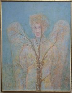 233x300 Signed (1969) Beveridge Moore Oil Painting On Canvas Titled Snow - Snow Angel Painting