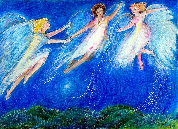 600x438 Snow Angels 2 Painting By Laurie Parker - Snow Angel Painting