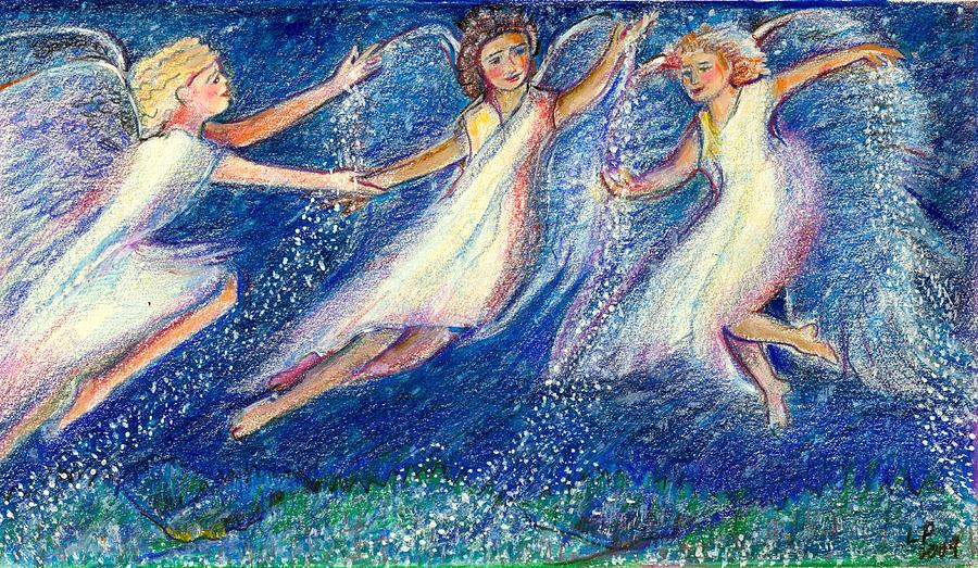 900x523 Snow Angels Painting By Laurie Parker - Snow Angel Painting