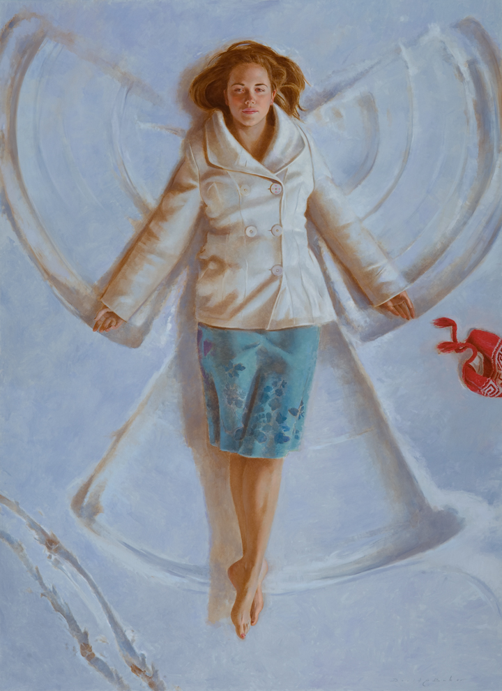 720x990 David Graeme Baker Painting Framing The Snow Angel - Snow Angel Painting