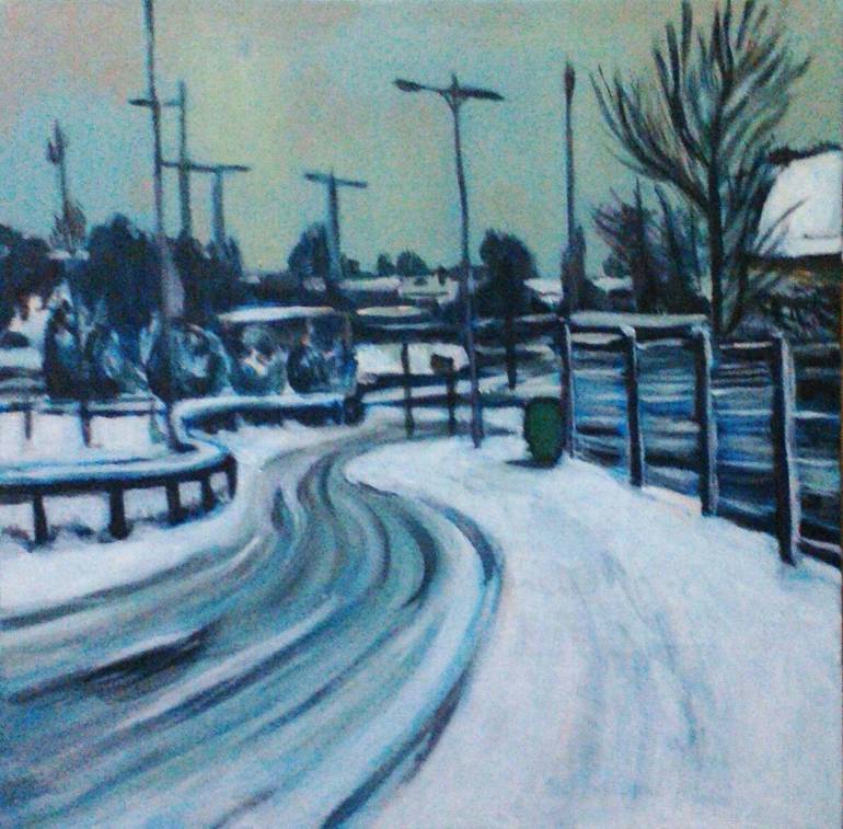 770x757 Saatchi Art The Landscape In Snow Day Painting By Shana Chan - Snow Day Painting