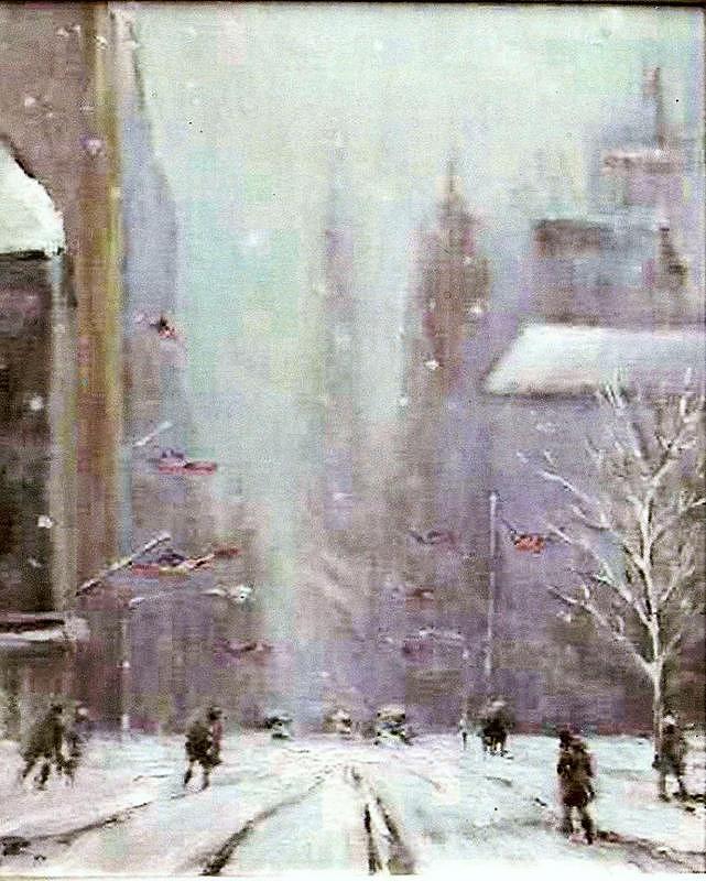 641x800 New York Snow Day Painting By Philip Corley - Snow Day Painting