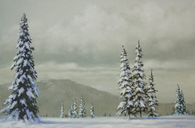 640x422 Heavy Snow Covered Trees Acrylic Painting Lesson Tim Gagnon Studio - Snow Forest Painting