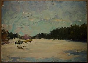 300x214 Russian Ukrainian Soviet Oil Painting Impressionism Winter Snow - Snow Forest Painting