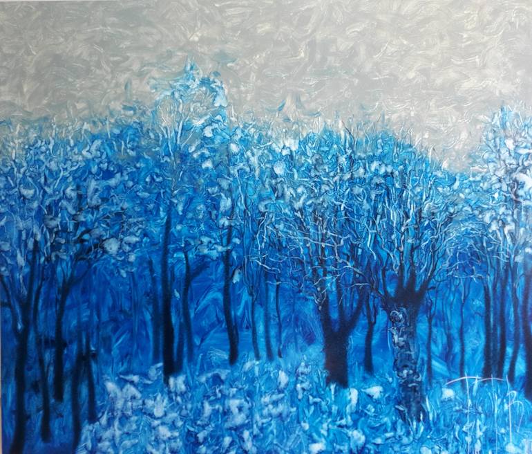 770x656 Saatchi Art Snow Forest Painting By Taras Tryndyk - Snow Forest Painting