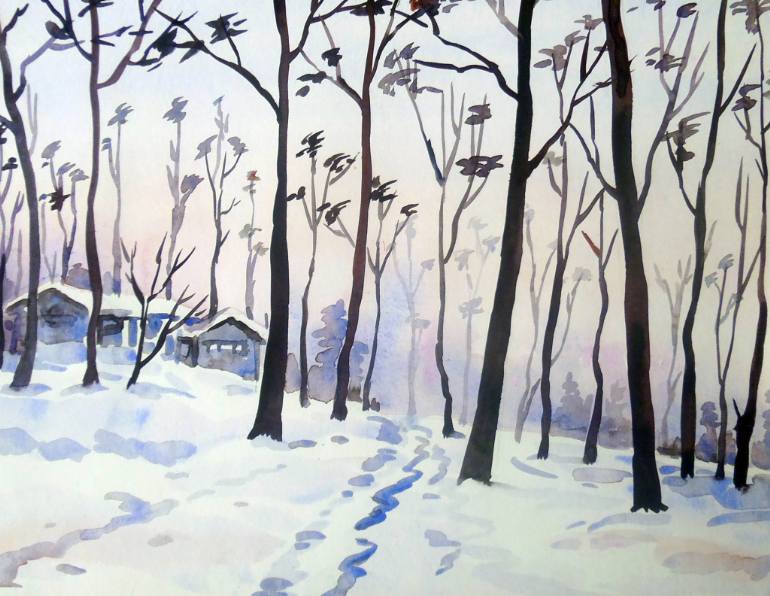 770x596 Saatchi Art Winter Morning Forest - Snow Forest Painting