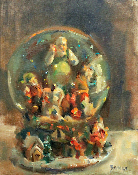 453x576 Life As An Artist Jill Banks Christmas Snow Globe Painting - Snow Globe Painting