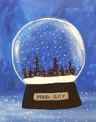 395x500 Paint Nite Christmas City Snow Globe - Snow Globe Painting