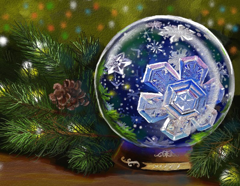 798x620 Snow Globe - Snow Globe Painting