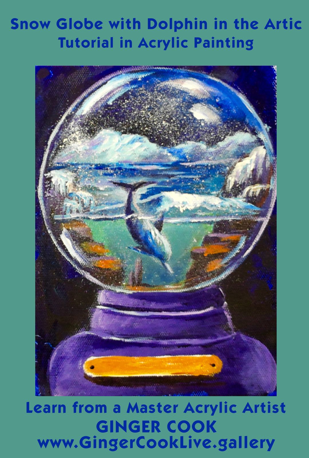 1080x1600 Snow Globe Dolphin Poster Ginger Cook Paints - Snow Globe Painting