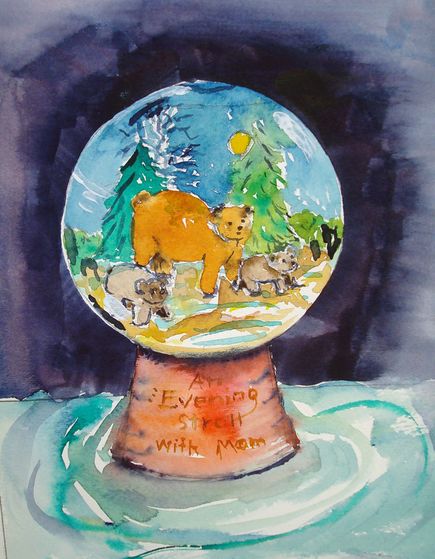 435x559 How To Paint A Snow Globe In Watercolor 11 Steps (With Pictures) - Snow Globe Painting