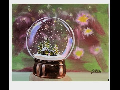 480x360 How To Paint Christmas Snow Globe. Step By Step Tutorial Glass - Snow Globe Painting