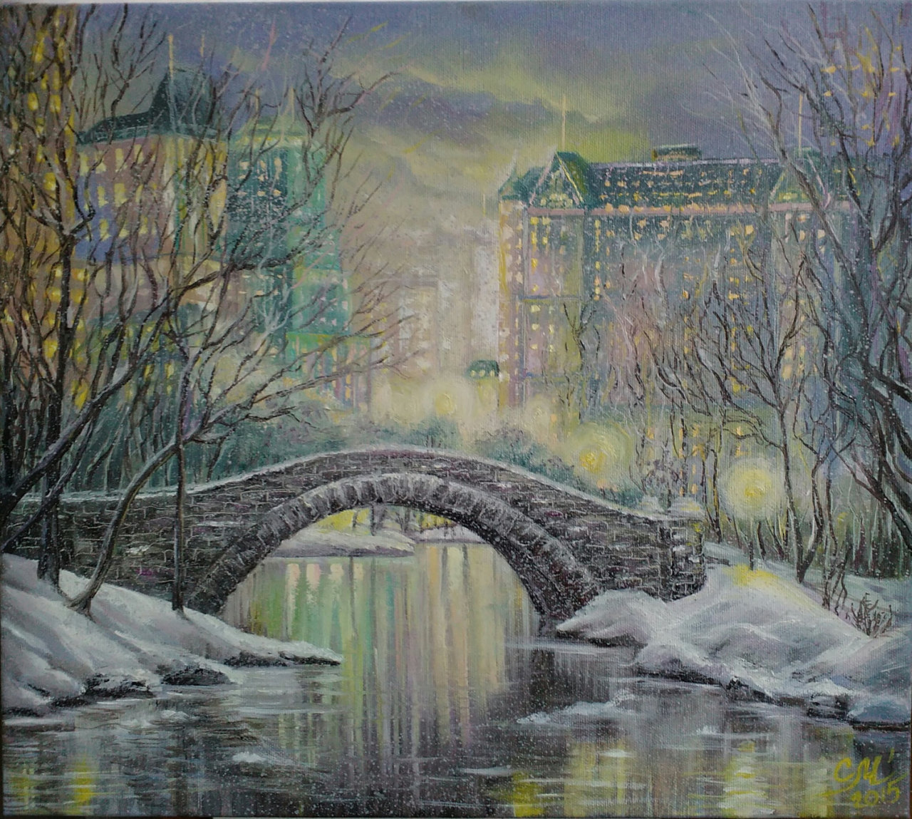 1280x1149 Original Paintings For Sale New York Painting Snow Central Park - Snow In New York Painting
