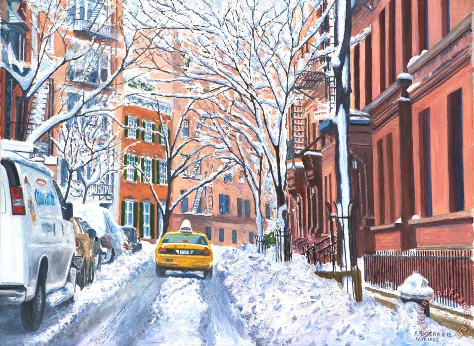 960x701 Anthony Butera Snow West Village New York City Painting - Snow In New York Painting