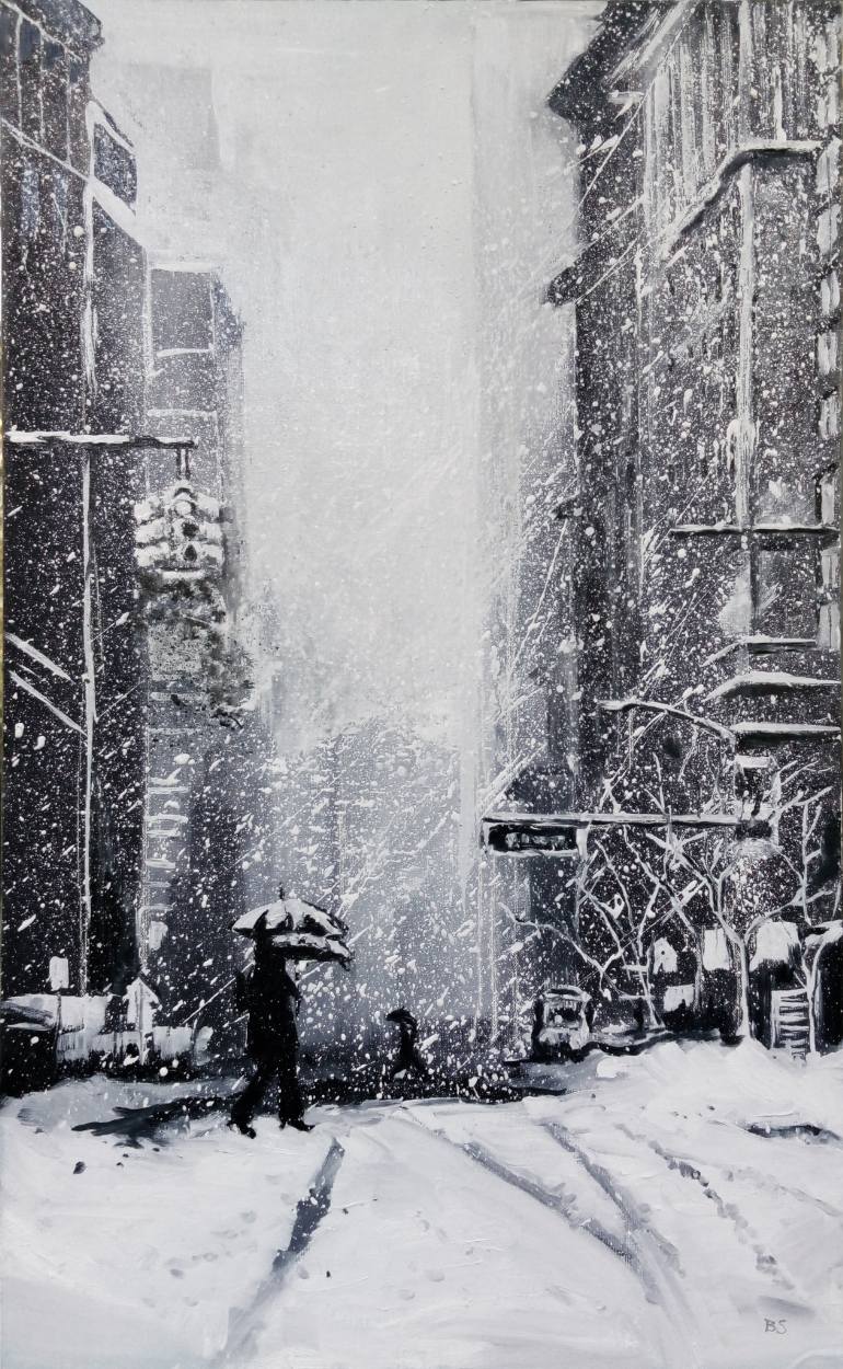 770x1250 Saatchi Art Snowy New York Painting By Bogdan Shiptenko - Snow In New York Painting