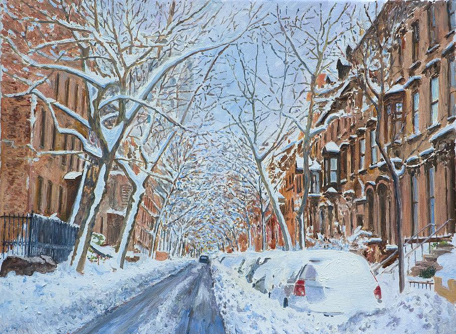 900x661 Snow Remsen St. Brooklyn New York Painting By Anthony Butera - Snow In New York Painting