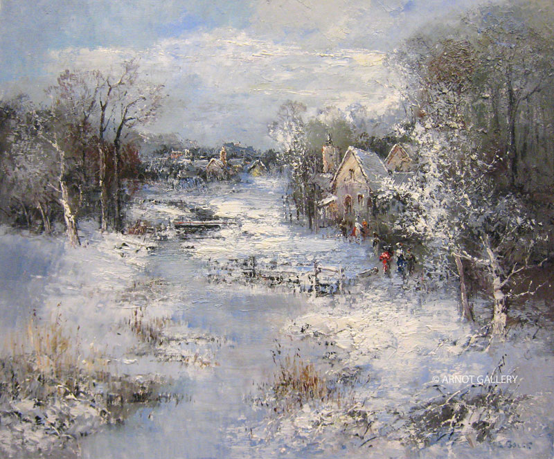 800x663 Willi Bauer, Purity Of Snow 20x24, Original Oil Painting - Snow In New York Painting