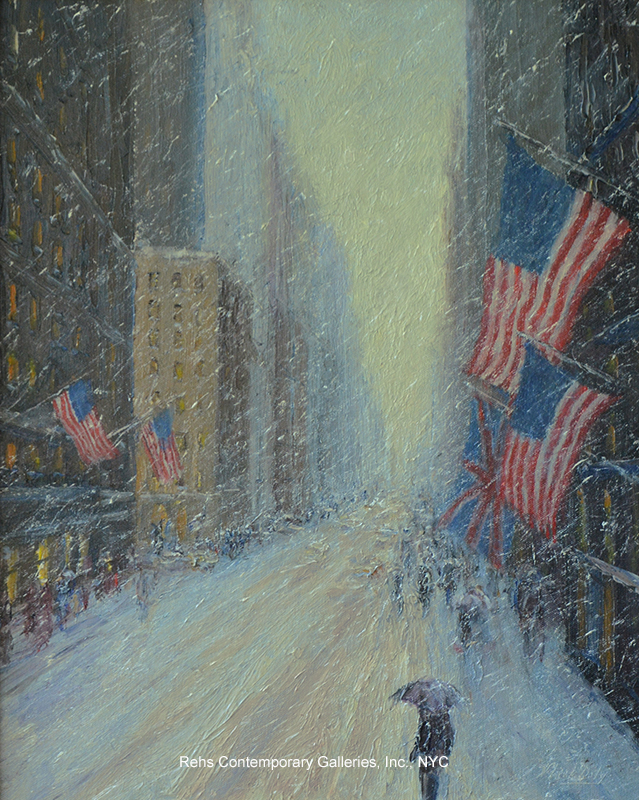 639x800 Flags In Snow (New York City - Snow In New York Painting