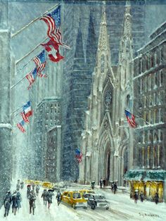 236x314 New York City Nyc Flatiron, 1919. - Snow In New York Painting