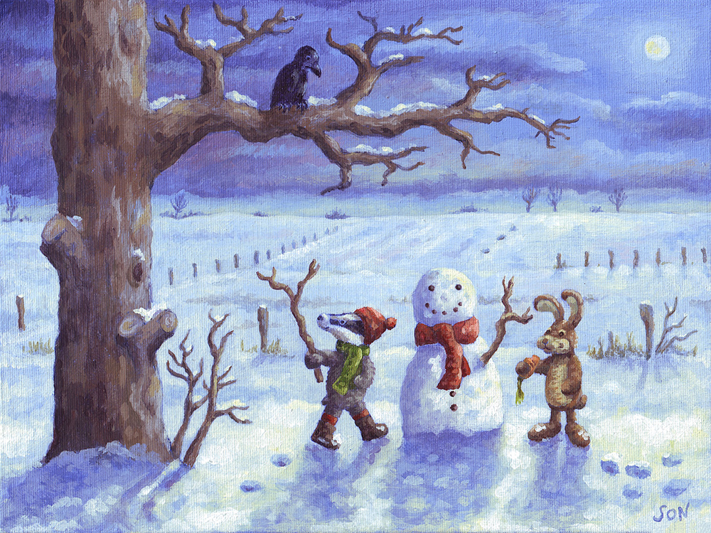 1000x750 Snow Landscape Painting Son's Popkes - Snow Landscape Painting