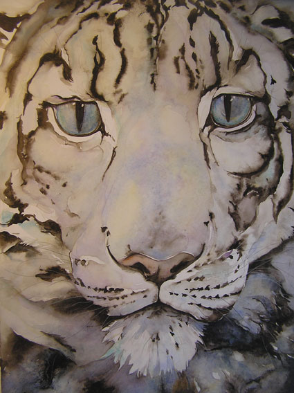 425x568 Jackie Morris Childrens Book Illustration, Watercolour Painting - Snow Leopard Face Painting