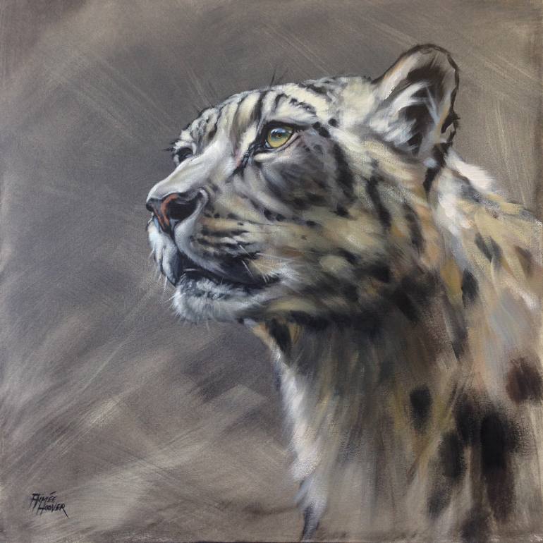 770x770 Saatchi Art Snow Leopard (Sold) Painting By Hoover - Snow Leopard Painting