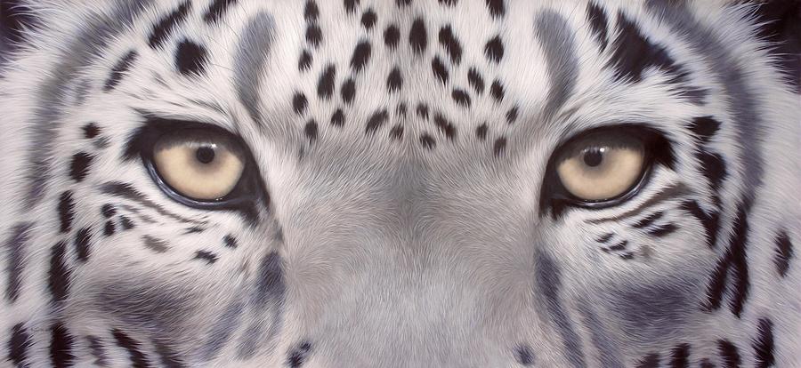 900x414 Snow Leopard Eyes Painting Painting By Rachel Stribbling - Snow Leopard Painting