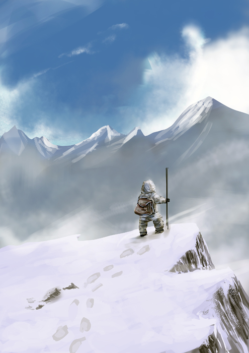 495x700 Speed Painting Snow Mountain By Khanshin - Snow Mountain Painting
