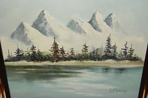 300x200 D.harvey Snow Mountain River Landscape Painting Ebay - Snow Mountain Painting