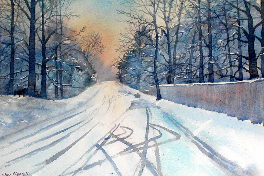900x600 Layby In The Snow Painting By Glenn Marshall - Snow Painting