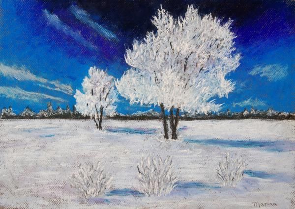 600x426 Snow Scene Painting By Marina Garrison - Snow Scene Painting