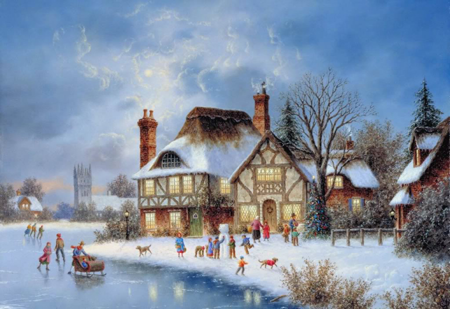 900x619 Snow Scene Paintings 010 - Snow Scene Painting