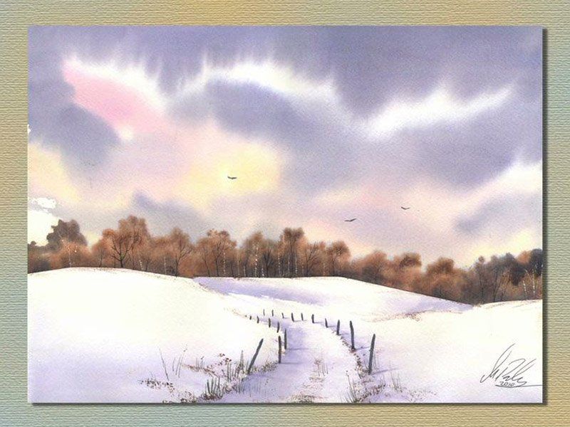 800x600 Paint A Snow Scene With Distant Forest - Snow Scenes Painting