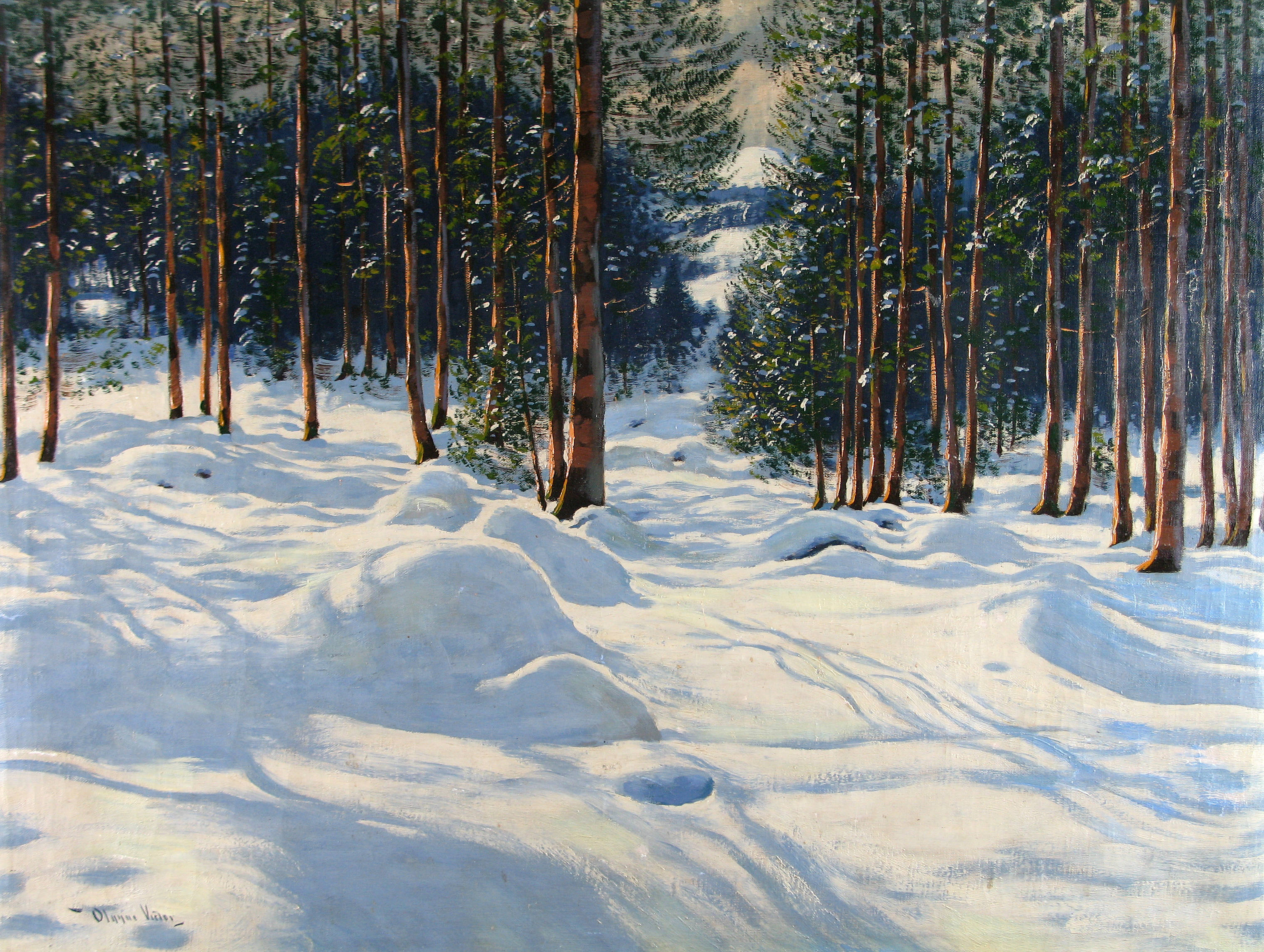 3038x2289 Hungarian Fine Art Hungarian Paintings Hungarian Art Gallery - Snow Tree Painting